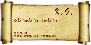 Kámán Iván névjegykártya