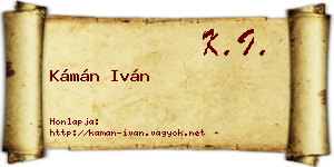 Kámán Iván névjegykártya